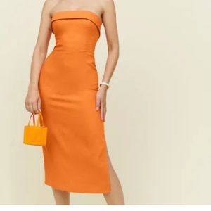 Linen Reformation Dress Orange